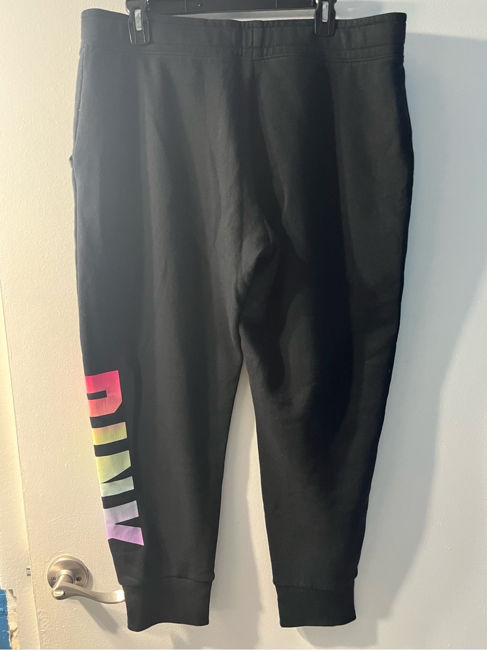 PINK Victoria's Secret Black Joggers with Rainbow Logo - Picture 3 of 4